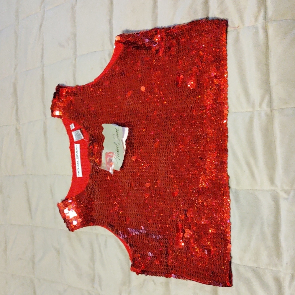 Michael Simon scarlet sequined tank top!